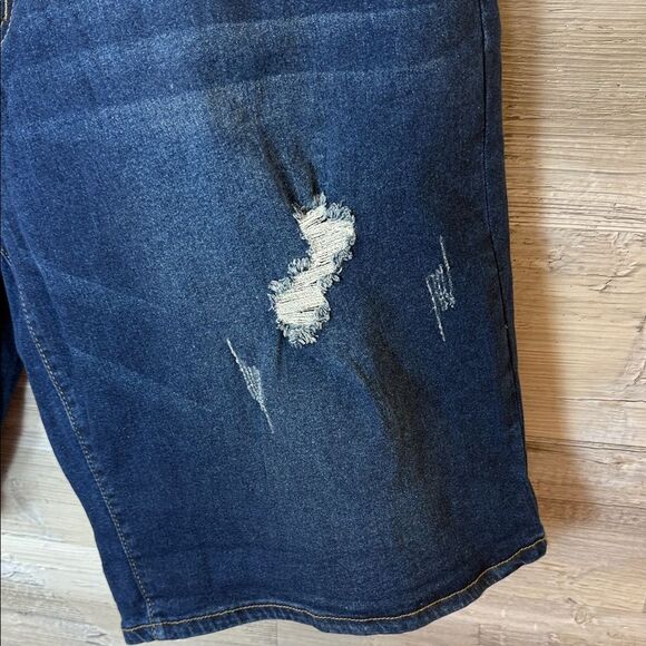 BloomChic Dark Blue Jean Shorts - Picture 3 of 5